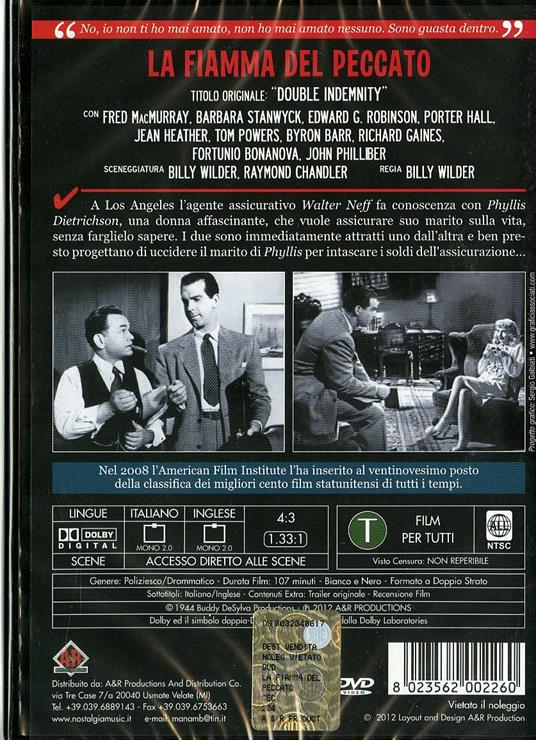 La fiamma del peccato di Billy Wilder - DVD - 2