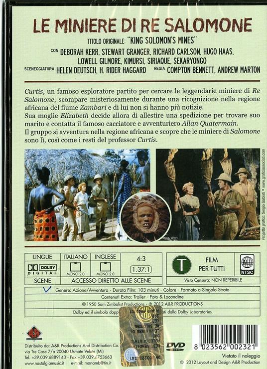 Le miniere di Re Salomone di Compton Bennett,Andrew Marton - DVD - 2