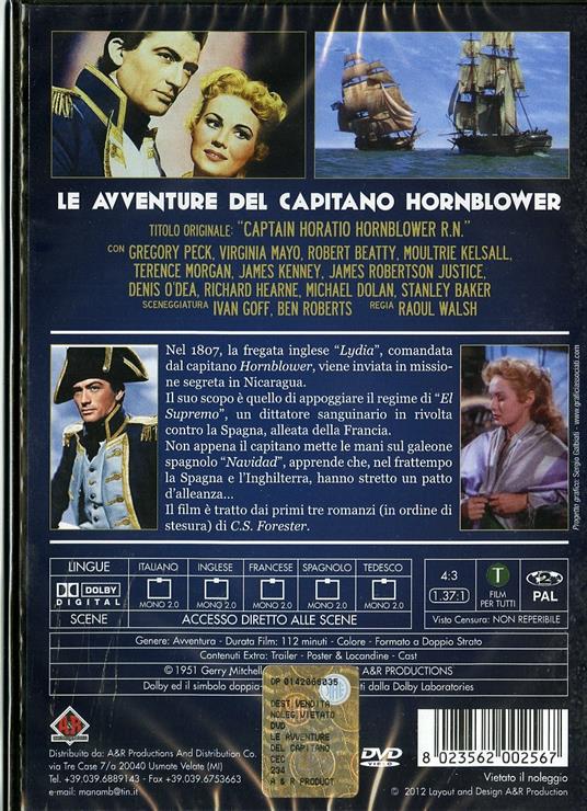 Le avventure del capitano Hornblower di Raoul Walsh - DVD - 2