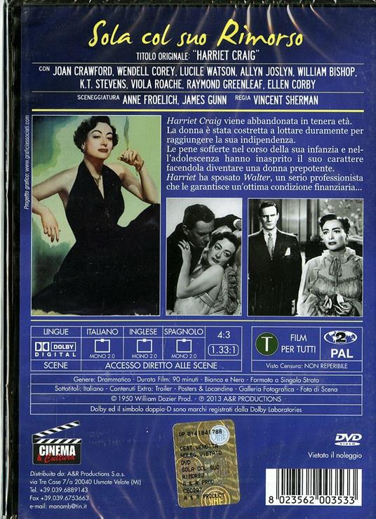 Sola col suo rimorso di Vincent Sherman - DVD - 2