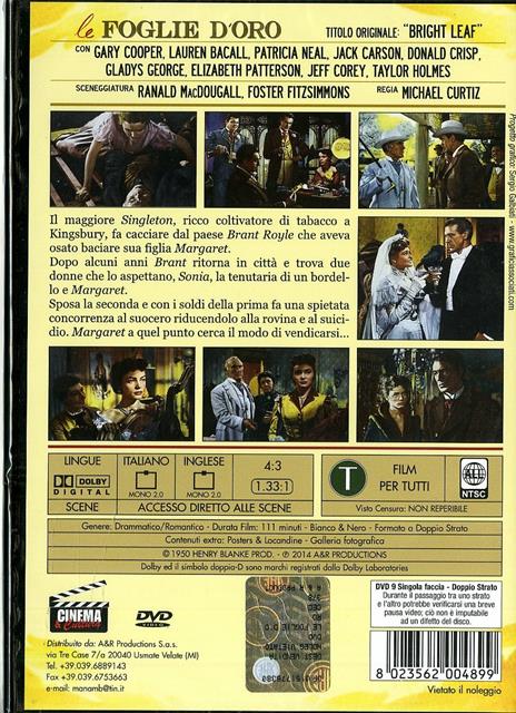 Le foglie d'oro di Michael Curtiz - DVD - 2