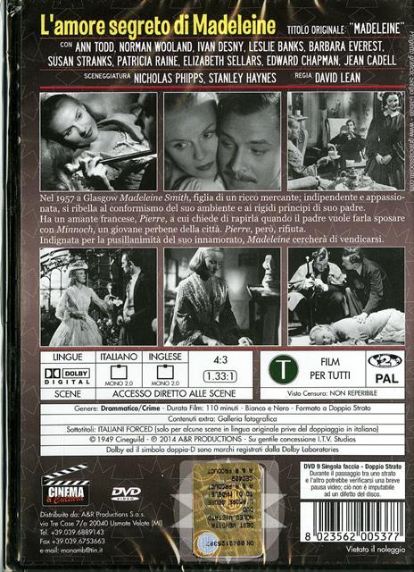 L' amore segreto di Madeleine di David Lean - DVD - 2