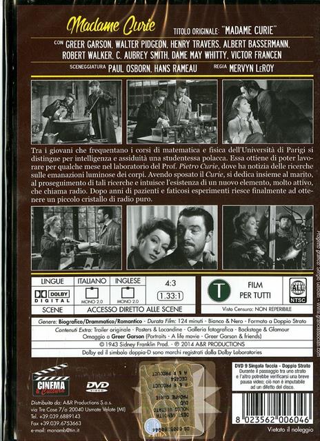 Madame Curie di Mervyn LeRoy - DVD - 2
