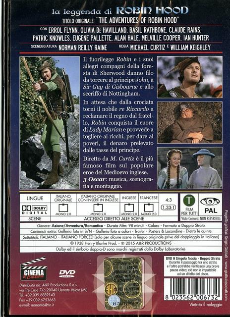 La leggenda di Robin Hood (DVD) di Michael Curtiz,William Keighley - DVD - 2
