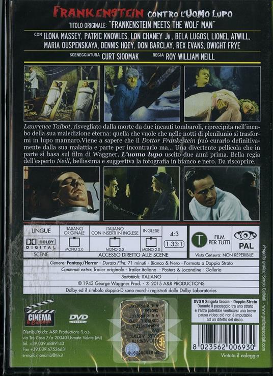 Frankenstein contro l'uomo lupo di Roy William Neill - DVD - 2