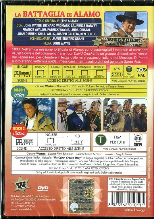 La battaglia di Alamo (2 DVD) di John Wayne - DVD - 2