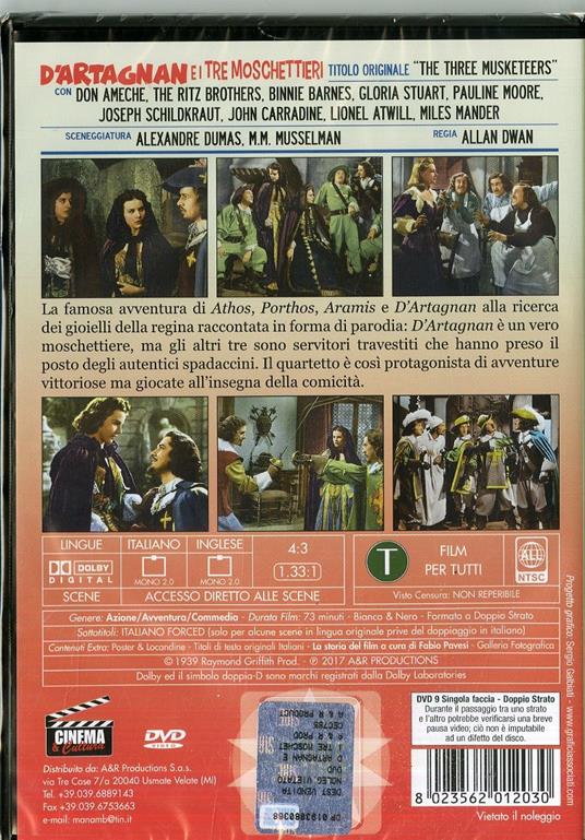 D'Artagnan e i tre moschettieri (DVD) di Allan Dwan - DVD - 2