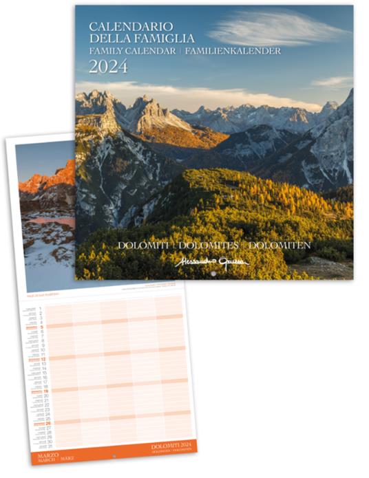 Calendario Akena 2024, Dolomiti Famiglia - 30 x 30 cm - Akena - Cartoleria  e scuola