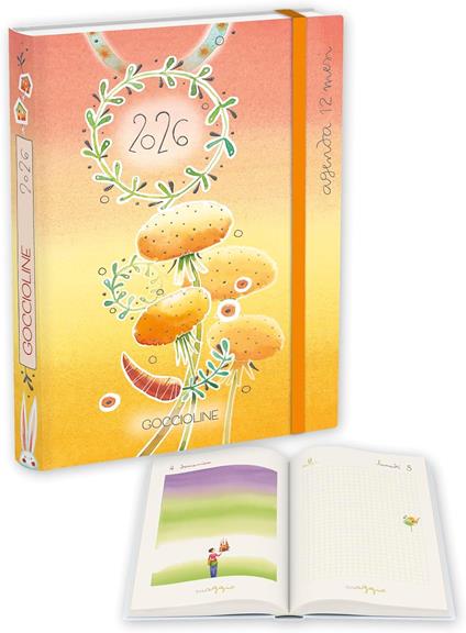 Agenda Giornaliera Goccioline 2026 12 Mesi. Chiusura Con Elastico (Giallo) - 11,5x16,5 cm