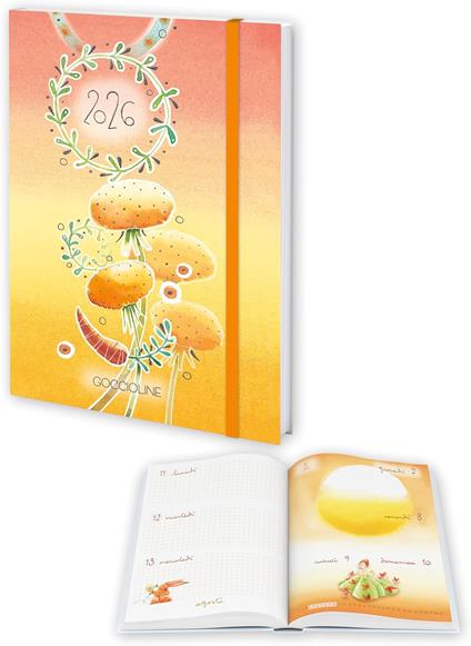 Agenda Settimanale Goccioline 2026 12 Mesi. Chiusura Con Elastico (Giallo) - 9,6x13 cm