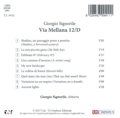 Via Mellana 12-D - CD Audio di Giorgio Signorile - 2