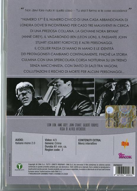 Numero diciassette. Number Seventeen di Alfred Hitchcock - DVD - 2