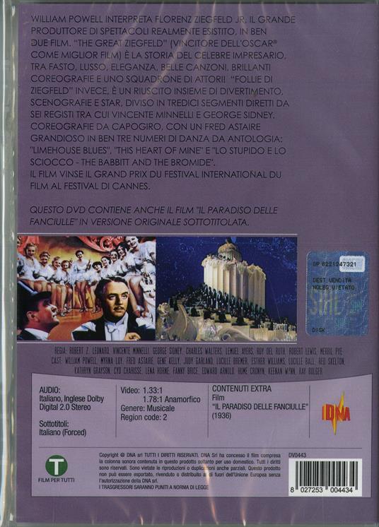 Follie di Ziegfeld - The Great Ziegfeld (DVD) di Roy Del Ruth,Robert Z. Leonard,Vincente Minnelli - DVD - 2