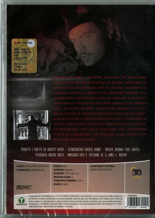 Cagliostro di Gregory Ratoff - DVD - 2