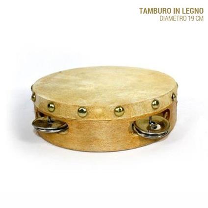 Tamburo Tamburello In Legno 19 cm Con Sonagli Arredo Casa Strumento Musicale