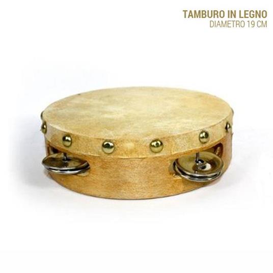 Tamburo Tamburello In Legno 19 cm Con Sonagli Arredo Casa Strumento Musicale