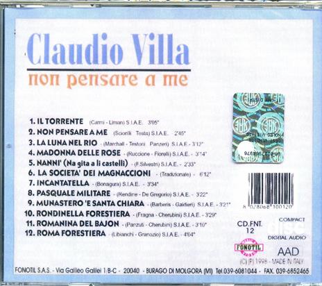 Non pensare a me - CD Audio di Claudio Villa - 2