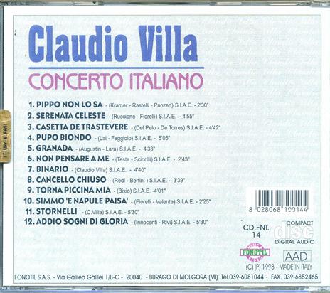 Concerto italiano - CD Audio di Claudio Villa - 2