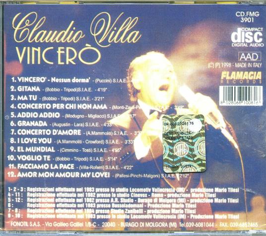 Vincerò - CD Audio di Claudio Villa - 2