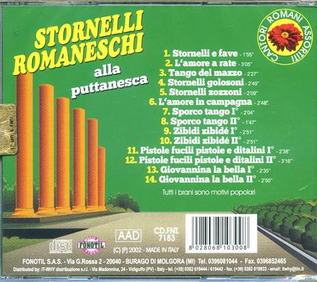 Stornelli romaneschi alla puttanesca - CD Audio - 2