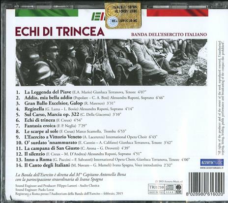 Anni della Grande Guerra. Echi di trincea - CD Audio di Banda Musicale dell'Esercito - 2
