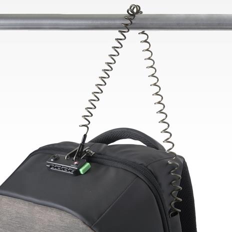 Zaino InTempo Tekniko Big con chiusura a combinazione, cavo antifurto e porta USB, Grigio - 34 x 16 x 46 cm - 4