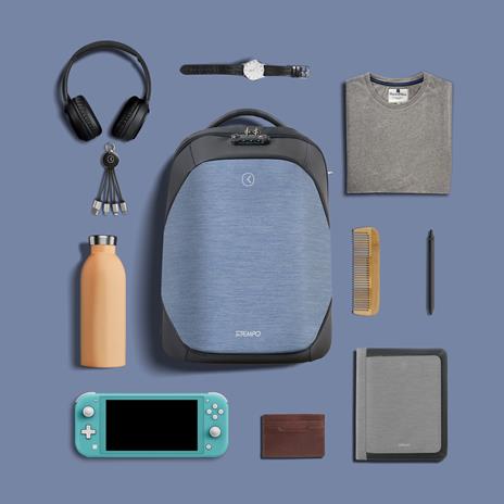 Zaino InTempo Tekniko Big con chiusura a combinazione, cavo antifurto e porta USB, Grigio - 34 x 16 x 46 cm - 6