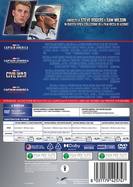 Captain America. 4 Film Collection (4 DVD) di Joe Johnston,Anthony Russo,Joe Russo,Julius Onah - 2
