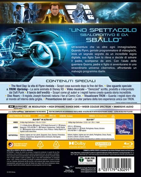 Tron. Legacy (Blu-ray + Blu-ray Ultra HD 4K) di Joseph Kosinski - Blu-ray + Blu-ray Ultra HD 4K - 2