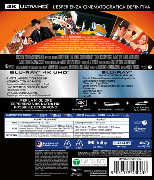 Chi ha incastrato Roger Rabbit? I Magnifici (Blu-ray + Blu-ray Ultra HD 4K) di Robert Zemeckis - Blu-ray + Blu-ray Ultra HD 4K - 2