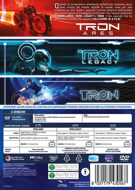 Cofanetto Tron (3 DVD) di Steven Lisberger,Joseph Kosinski,Joachim Rønning - 3