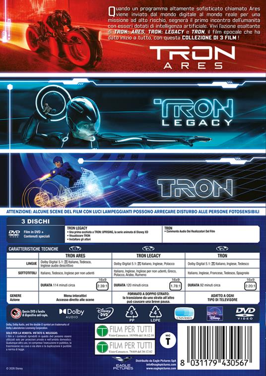 Cofanetto Tron (3 DVD) di Steven Lisberger,Joseph Kosinski,Joachim Rønning - 3
