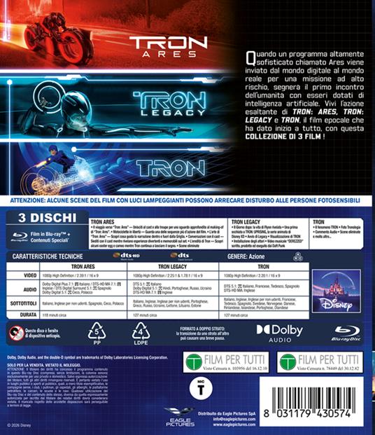 Cofanetto Tron (3 Blu-ray) di Steven Lisberger,Joseph Kosinski,Joachim Rønning - 3