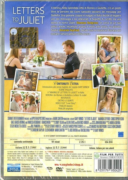 Letters to Juliet di Gary Winick - DVD - 2
