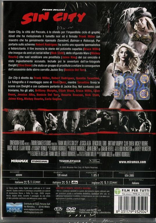 Sin City di Robert Rodriguez,Frank Miller,Quentin Tarantino - DVD - 2