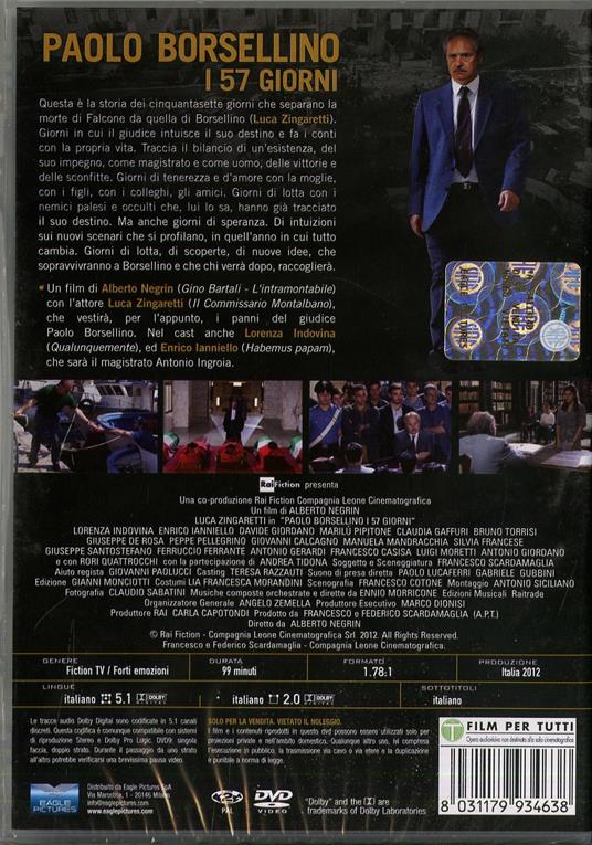 Paolo Borsellino. I 57 giorni di Alberto Negrin - DVD - 2