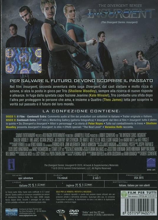 The Divergent Series: Insurgent (2 DVD)<span>.</span> Special Edition di Robert Schwentke - DVD - 2