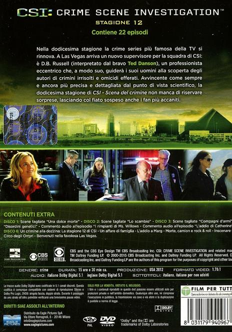 CSI. Crime Scene Investigation. Stagione 12 (6 DVD) di Alec Smight,Brad Tanenbaum,Jeffrey G. Hunt - DVD - 2