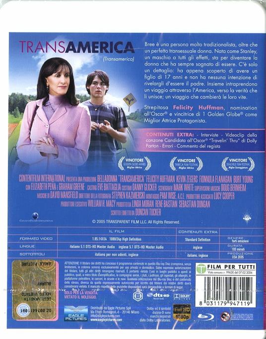 Transamerica (Blu-ray) di Duncan Tucker - Blu-ray - 2