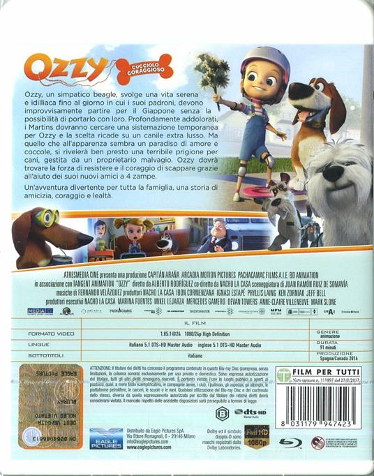 Ozzy. Cucciolo coraggioso (Blu-ray) di Alberto Rodríguez,Nacho La Casa - Blu-ray - 2