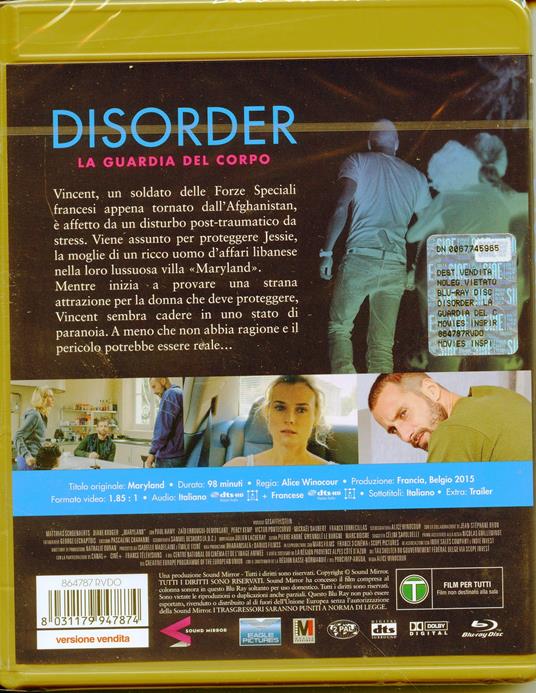 Disorder. La guardia del corpo (Maryland) (Blu-ray) di Alice Winocour - Blu-ray - 2