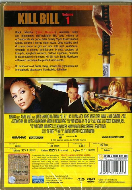 Kill Bill. Vol. 1 (DVD) di Quentin Tarantino - DVD - 2