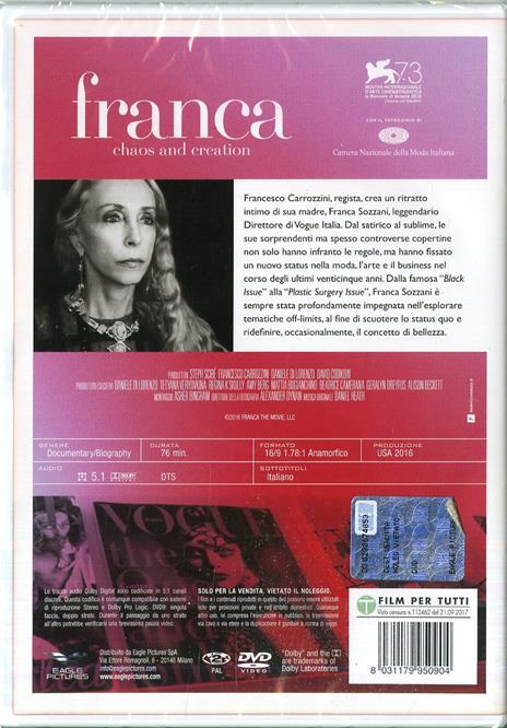 Franca. Chaos and Creation (DVD) di Francesco Carrozzini - DVD - 2