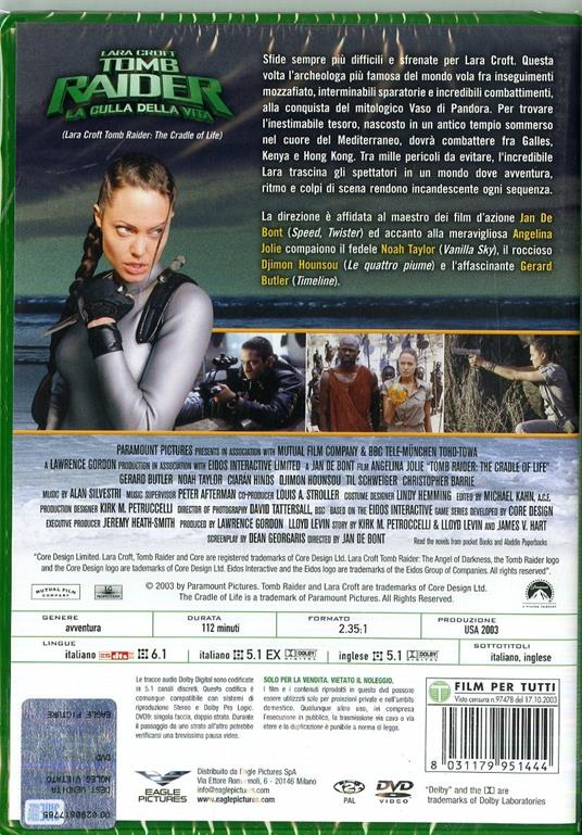 Lara Croft. Tomb Rainder. La culla della vita (DVD) di Jan De Bont - DVD - 2