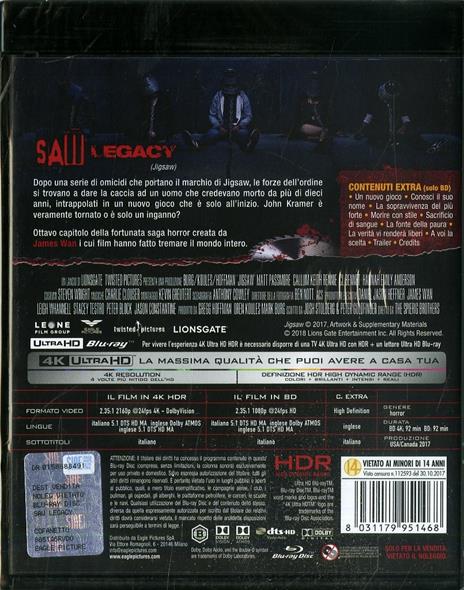Saw. Legacy. Special Edition. Con card tarocco da collezione (Blu-ray + Blu-ray 4K Ultra HD) di Michael Spierig,Peter Spierig - 2
