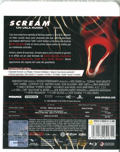 Scream. Special Edition (Blu-ray) di Wes Craven - Blu-ray - 2