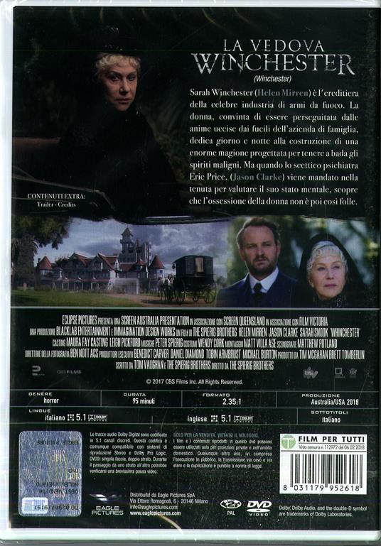 La vedova Winchester (DVD) di Peter Spierig,Michael Spierig - DVD - 2