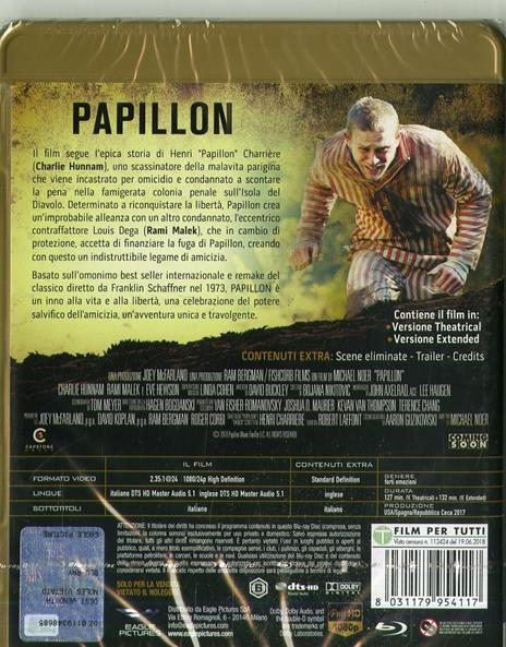 Papillon (2018) (Blu-ray) di Michael Noer - Blu-ray - 2