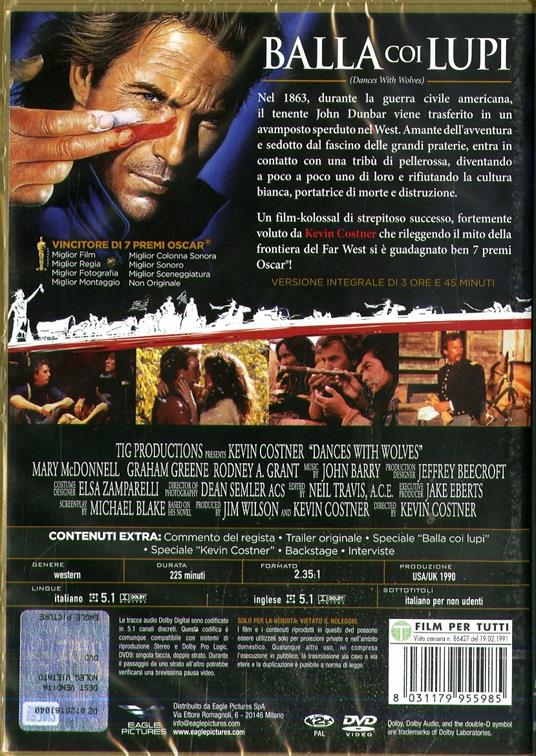 Balla coi lupi. Long Version (2 DVD) di Kevin Costner - DVD - 2