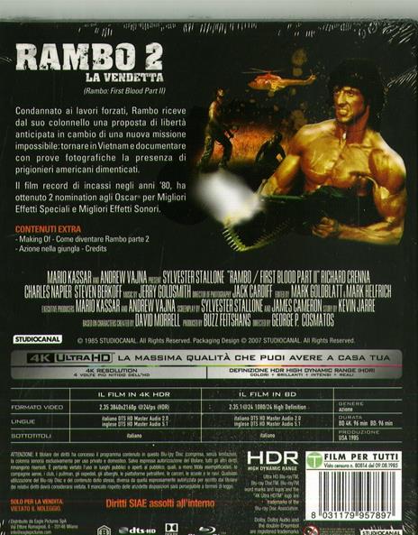Rambo 2. La vendetta (Blu-ray + Blu-ray 4K Ultra HD) di George P. Cosmatos - Blu-ray + Blu-ray Ultra HD 4K - 2